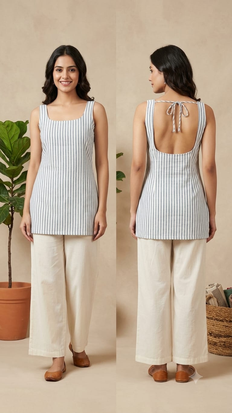 Naisha K 1379 Cotton Printed Fancy Sleeveless Short Top