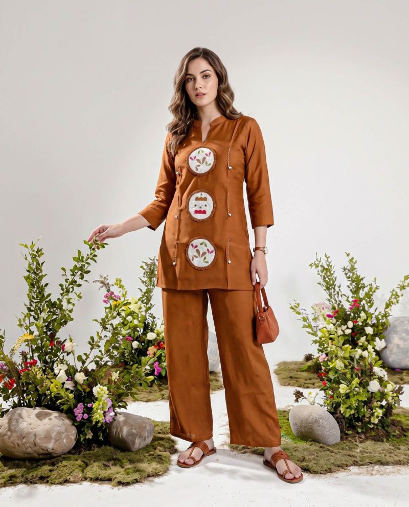 Amrah Wholesale Naisha K 1419 Mul Chanderi Co Ord Set