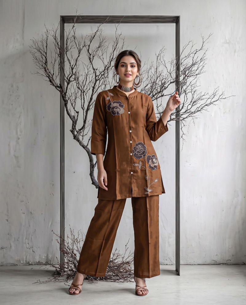Amrah Wholesale Naisha K 1420 Mul Chanderi Co Ord Set