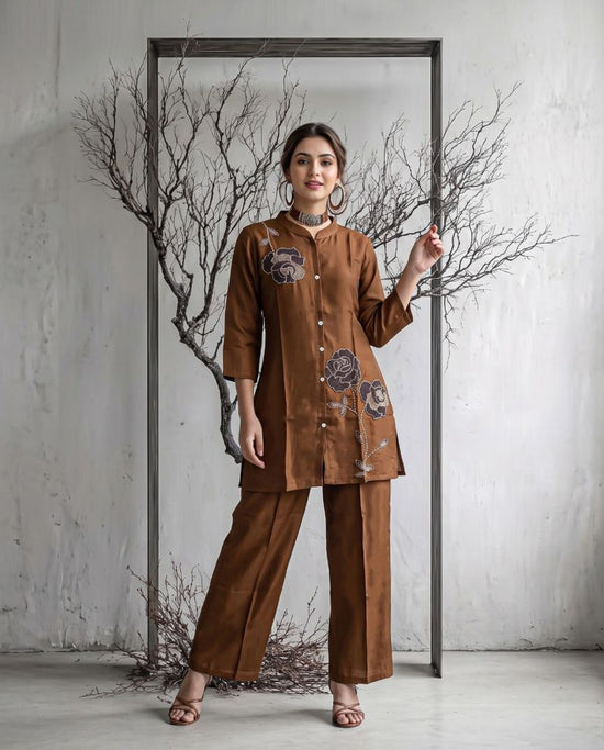 Amrah Wholesale Naisha K 1420 Mul Chanderi Co Ord Set