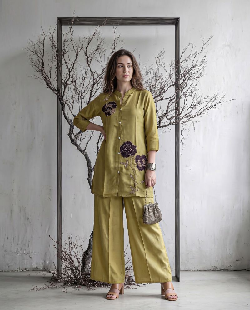 Amrah Wholesale Naisha K 1420 Mul Chanderi Co Ord Set