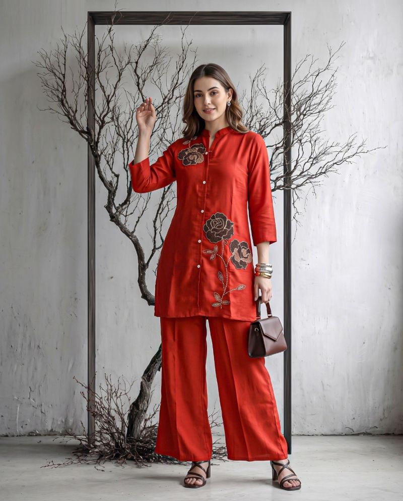 Amrah Wholesale Naisha K 1420 Mul Chanderi Co Ord Set