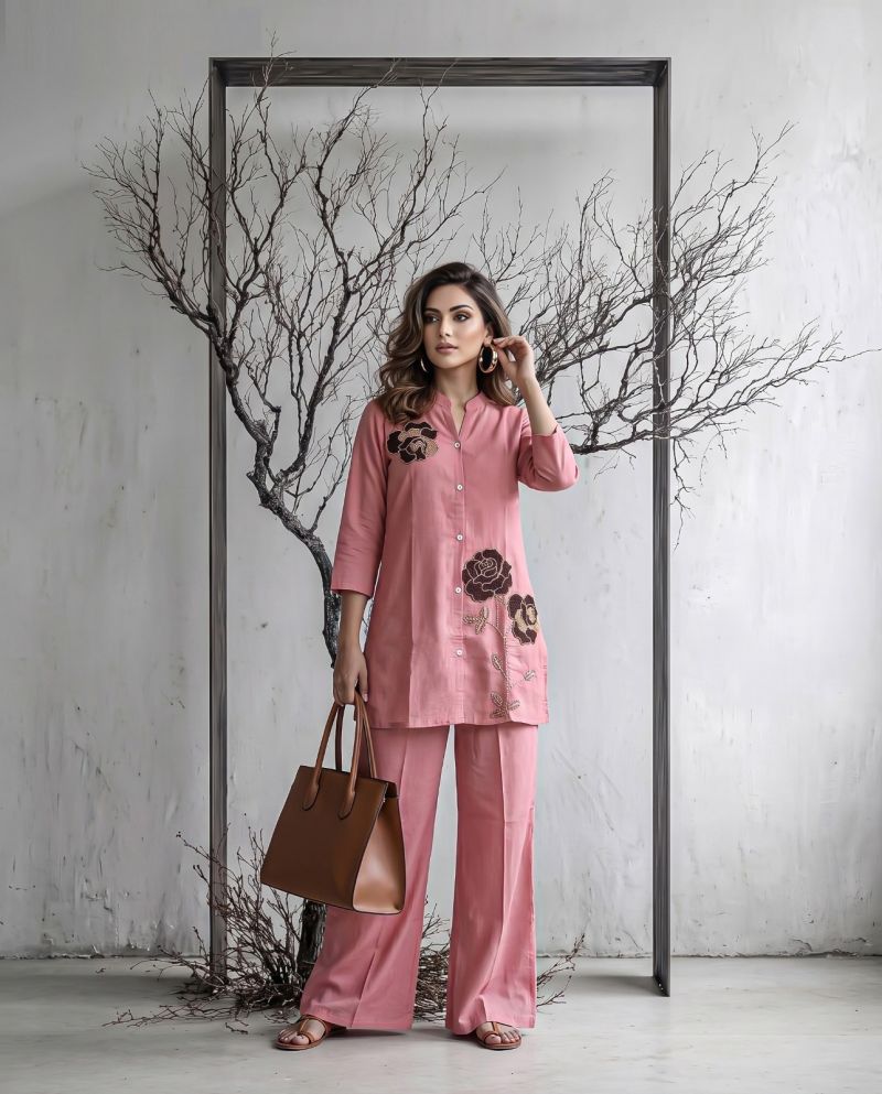 Amrah Wholesale Naisha K 1420 Mul Chanderi Co Ord Set