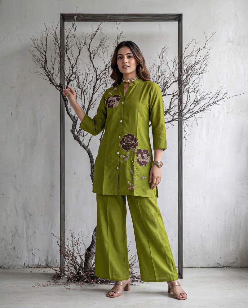 Amrah Wholesale Naisha K 1420 Mul Chanderi Co Ord Set