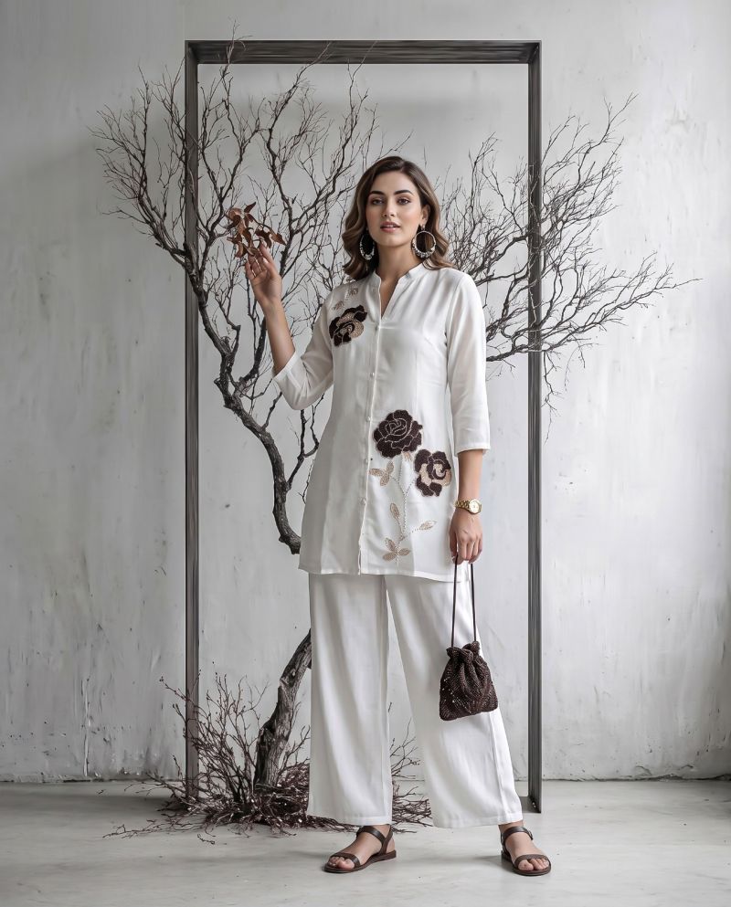 Amrah Wholesale Naisha K 1420 Mul Chanderi Co Ord Set