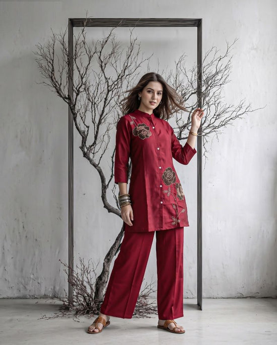 Amrah Wholesale Naisha K 1420 Mul Chanderi Co Ord Set