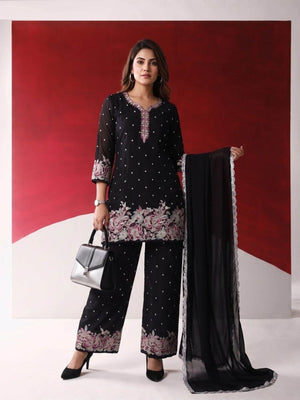 Amrah Wholesale Naisha K 1442 Georgette Embroidered Kurti Set