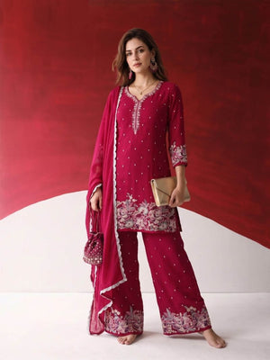 Amrah Wholesale Naisha K 1442 Georgette Embroidered Kurti Set