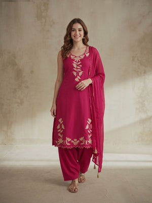 Naisha K 1457 Roman Embroidered Kurti Pant Dupatta Set