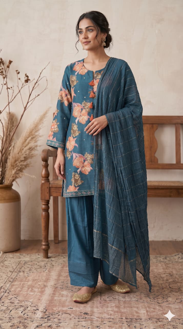 Naisha K 1474 Vertican Silk Printed Farsi Salwar Suit Collection