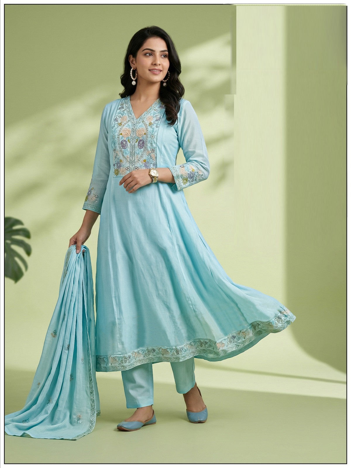 Naisha K 819 Mul Chanderi Kurti Set