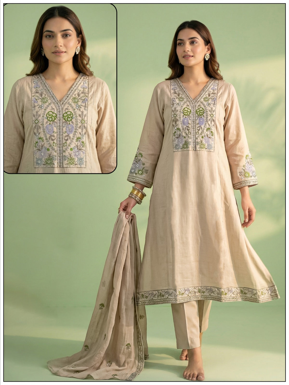 Naisha K 819 Mul Chanderi Kurti Set