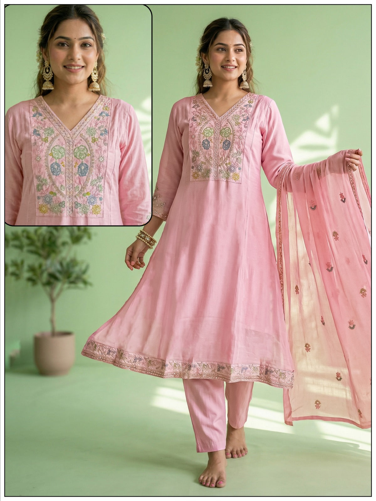 Naisha K 819 Mul Chanderi Kurti Set