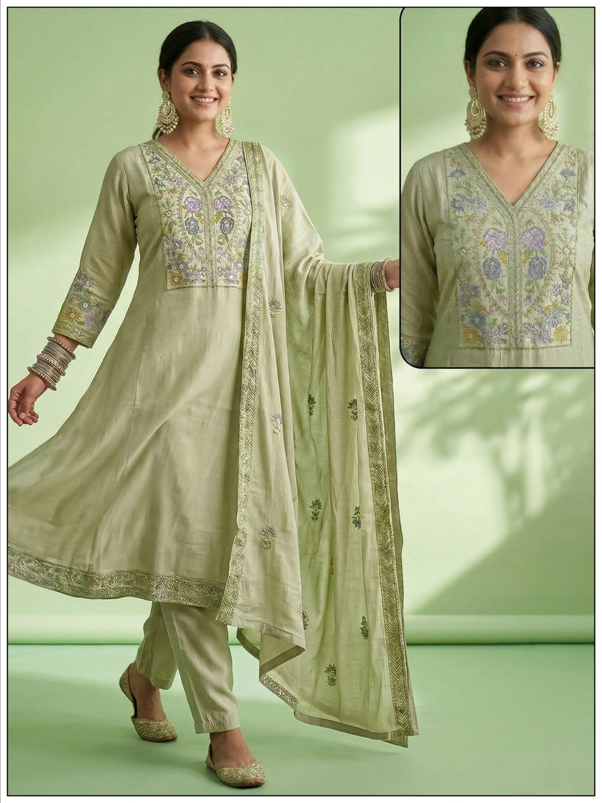 Naisha K 819 Mul Chanderi Kurti Set