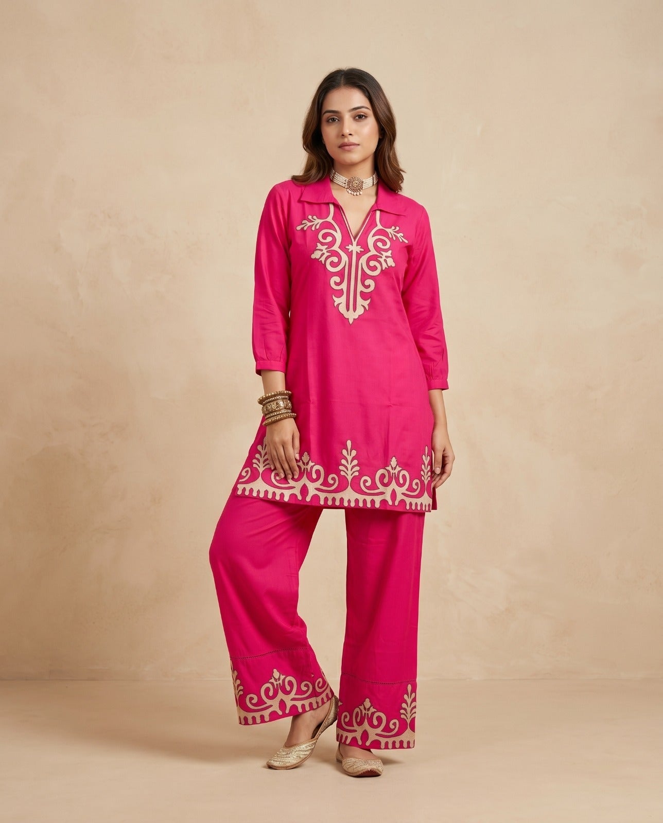 Naisha K 844 Rayon Fancy Work Co Ord Set - Amrah Wholesale