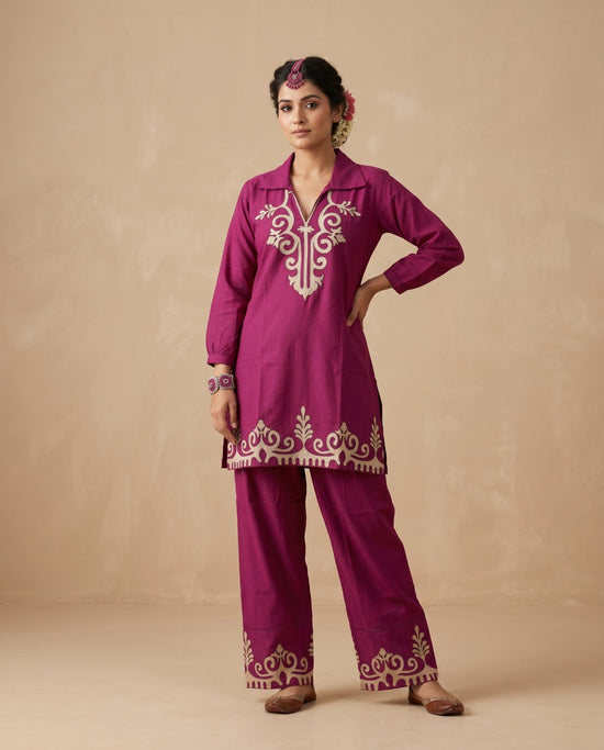 Naisha K 844 Rayon Fancy Work Co Ord Set