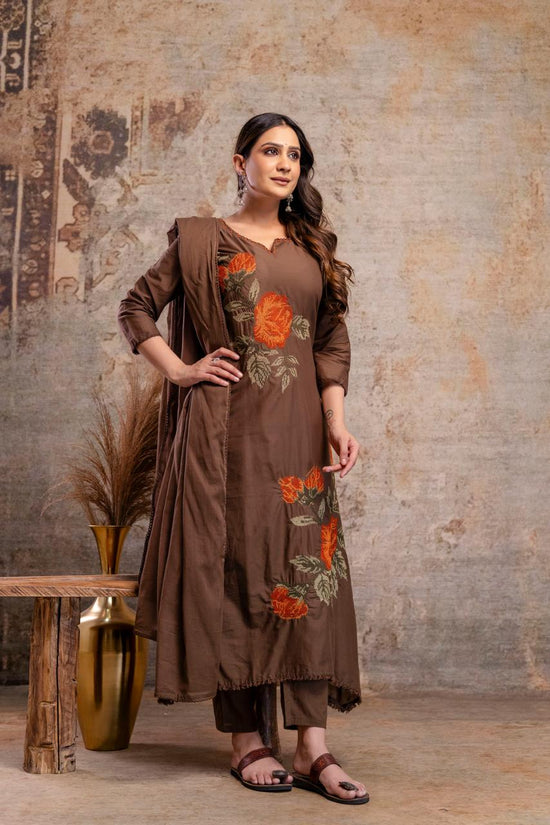 Naisha K 940 Mulmul Embroidered Kurti Pant Dupatta Set