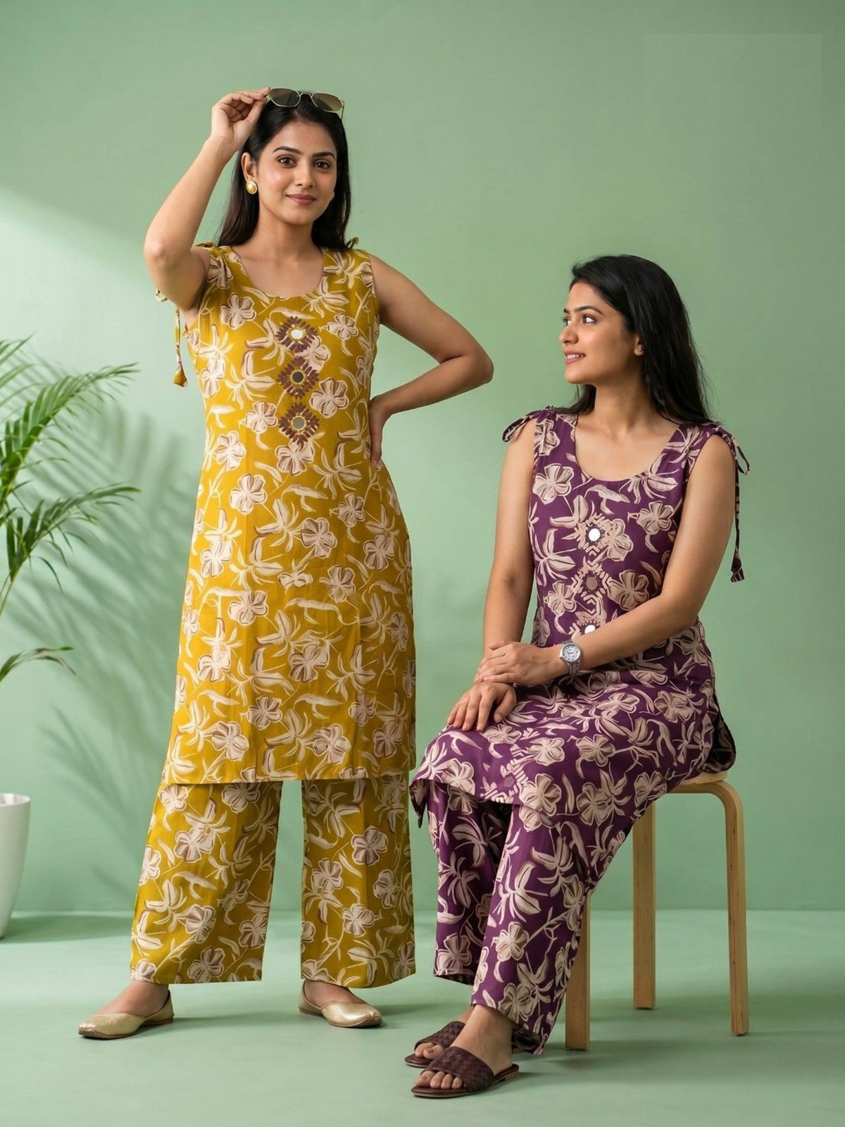 Naisha K 959 Vertican Discharge Printed Kurti Pant Set - Amrah Wholesale