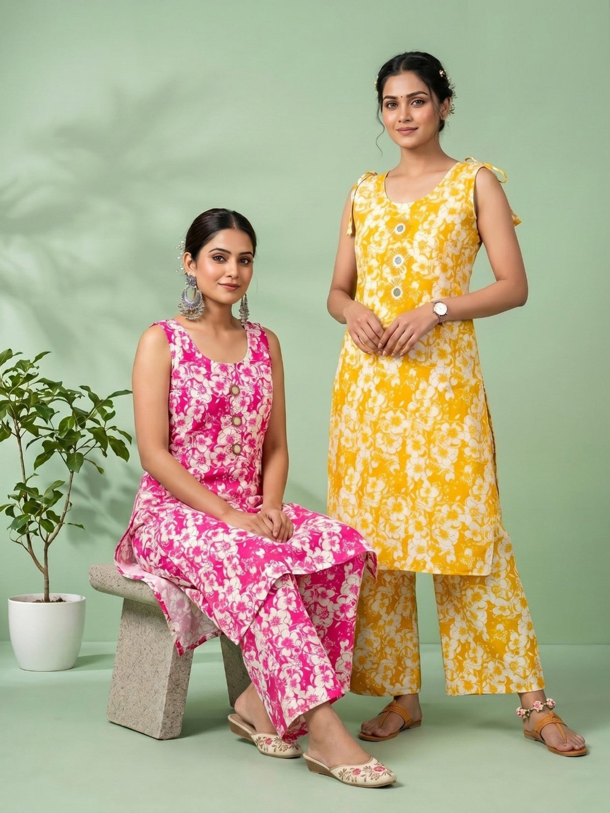 Naisha K 959 Vertican Discharge Printed Kurti Pant Set - Amrah Wholesale