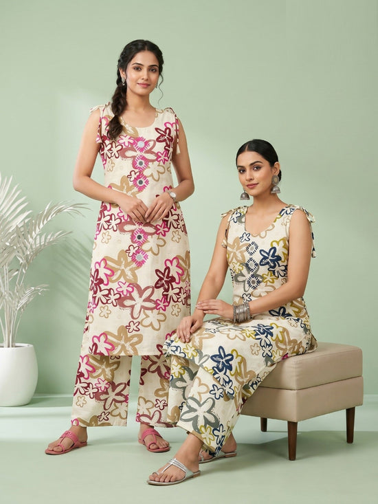 Naisha K 959 Vertican Discharge Printed Kurti Pant Set - Amrah Wholesale
