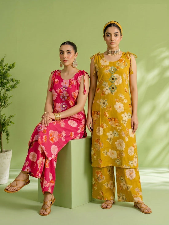 Naisha K 959 Vertican Discharge Printed Kurti Pant Set - Amrah Wholesale