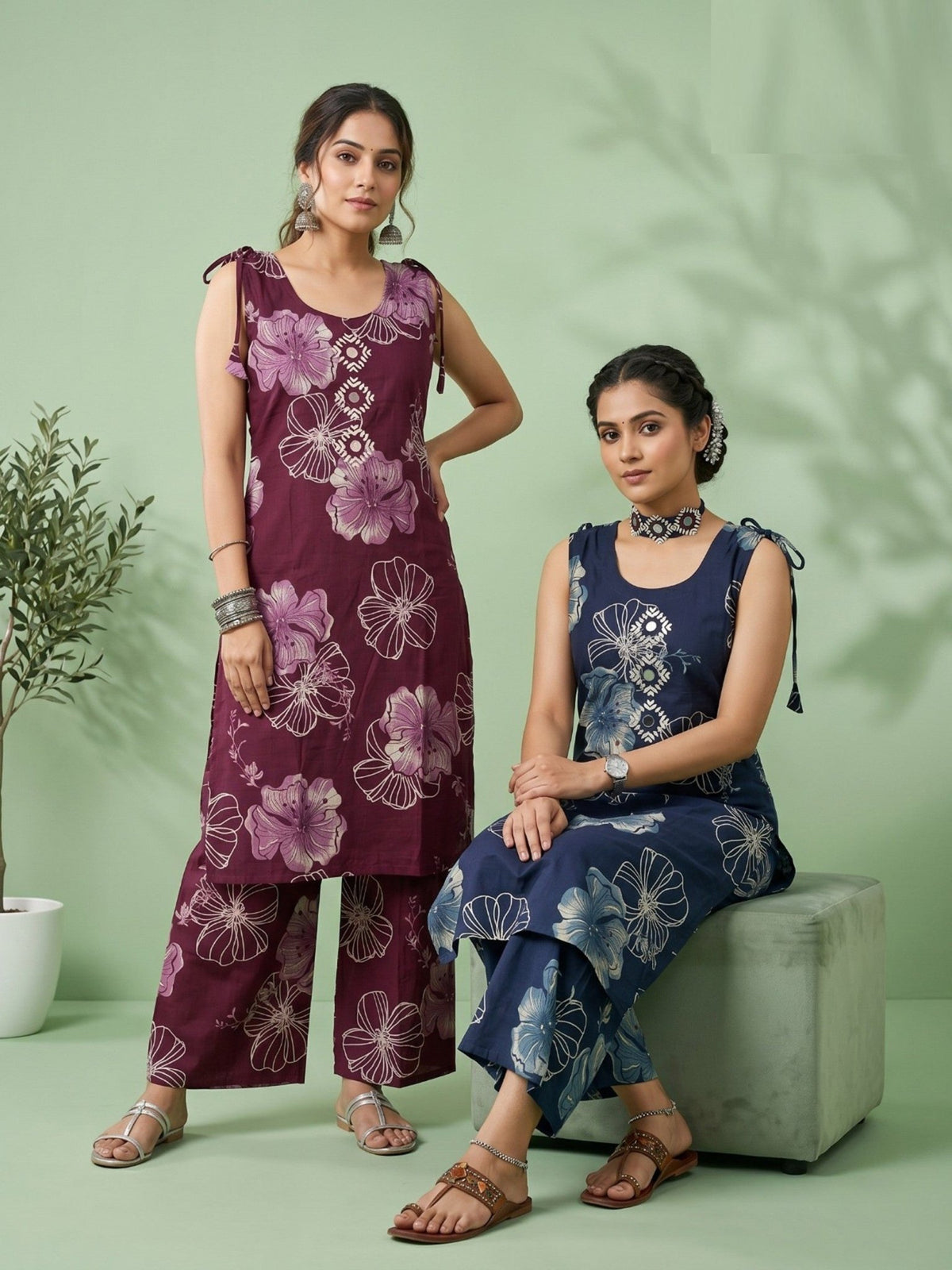 Naisha K 959 Vertican Discharge Printed Kurti Pant Set - Amrah Wholesale
