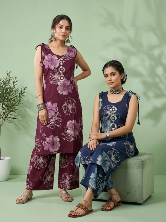 Naisha K 959 Vertican Discharge Printed Kurti Pant Set - Amrah Wholesale