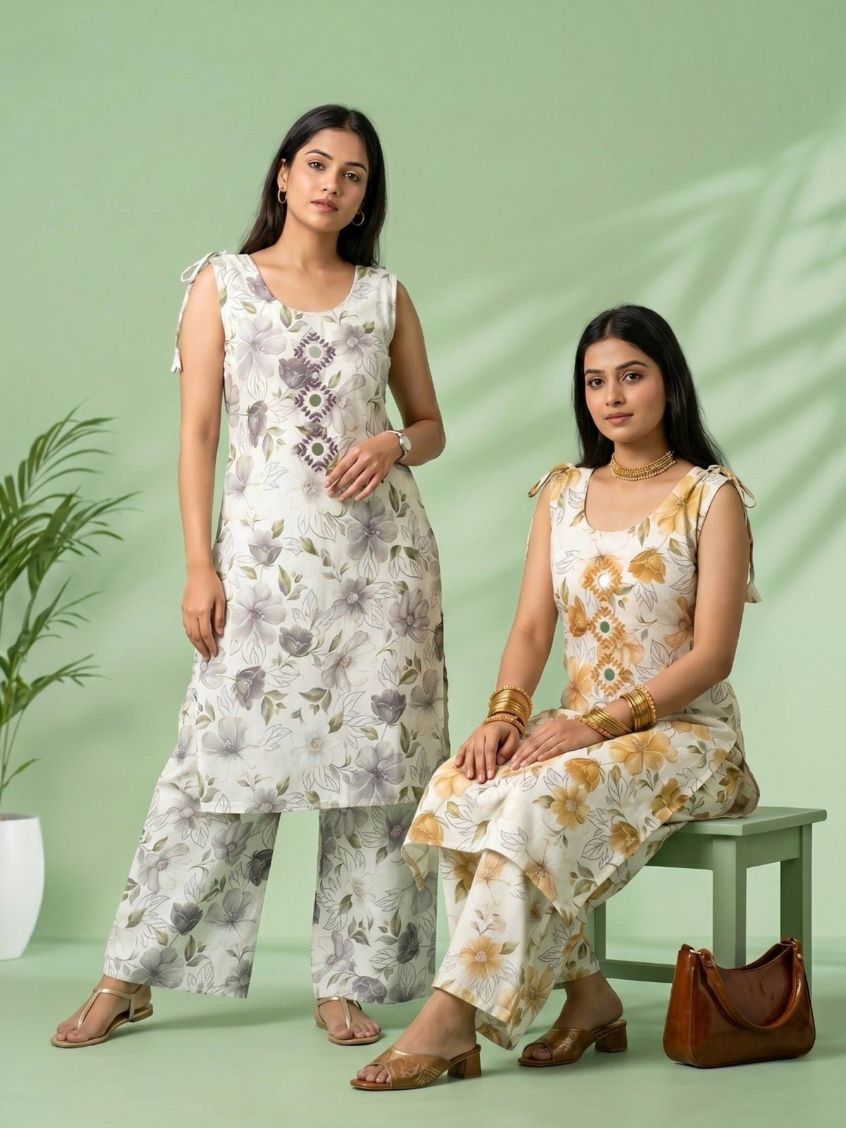Naisha K 959 Vertican Discharge Printed Kurti Pant Set - Amrah Wholesale