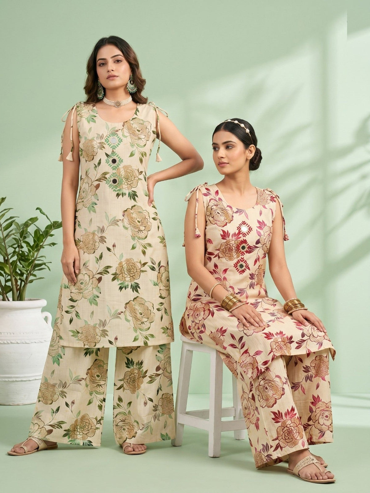 Naisha K 959 Vertican Discharge Printed Kurti Pant Set - Amrah Wholesale