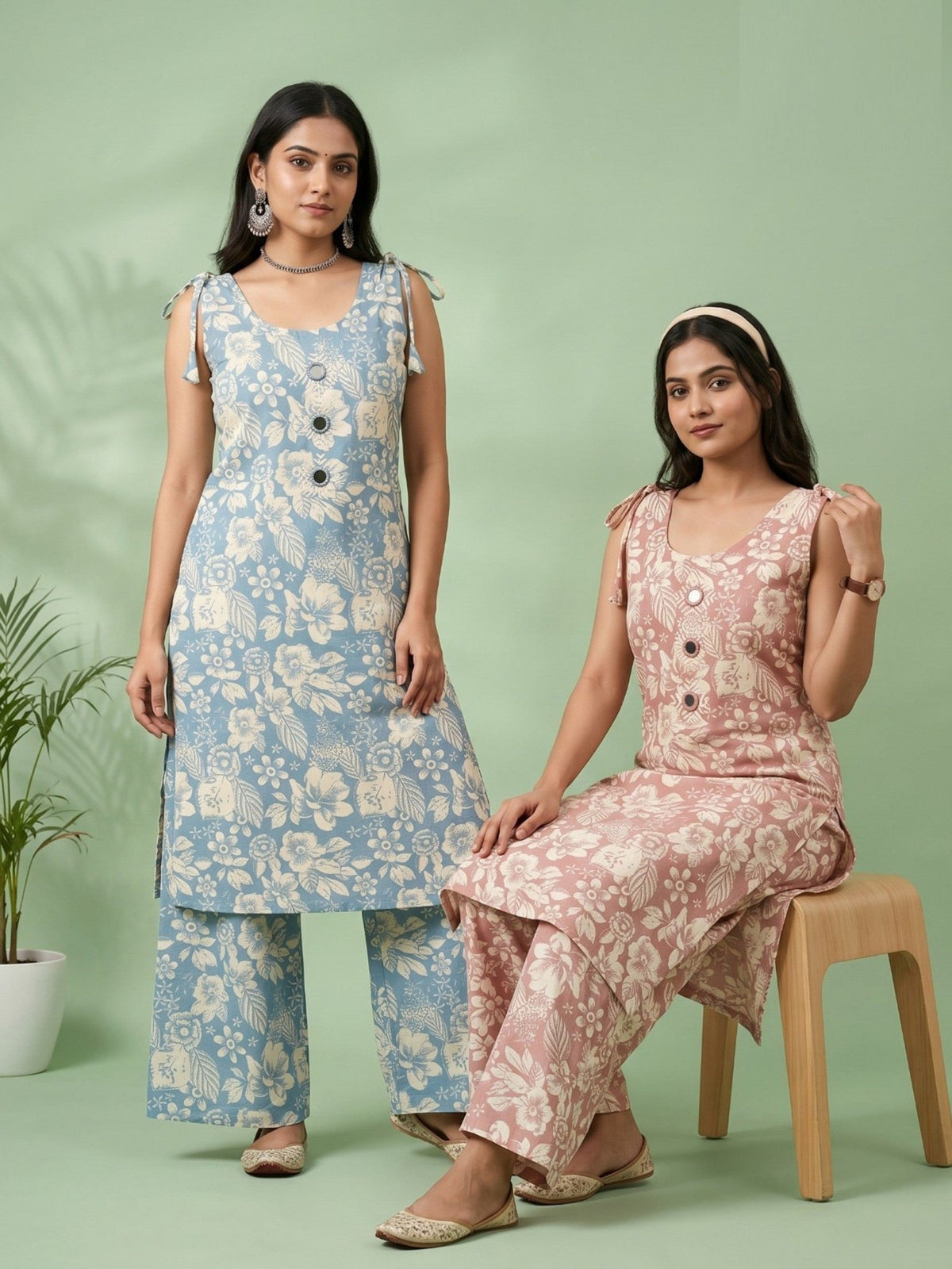 Naisha K 959 Vertican Discharge Printed Kurti Pant Set - Amrah Wholesale