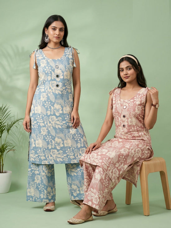 Naisha K 959 Vertican Discharge Printed Kurti Pant Set - Amrah Wholesale