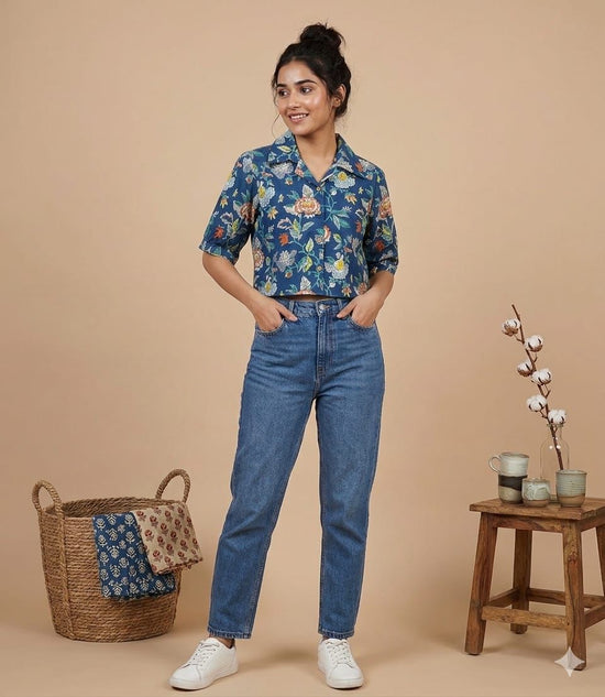 Naisha K 960 Cotton Printed Crop Shirt Tops Collection - Amrah Wholesale