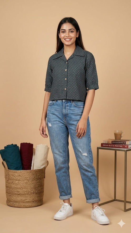 Naisha K 960 Cotton Printed Crop Shirt Tops Collection - Amrah Wholesale