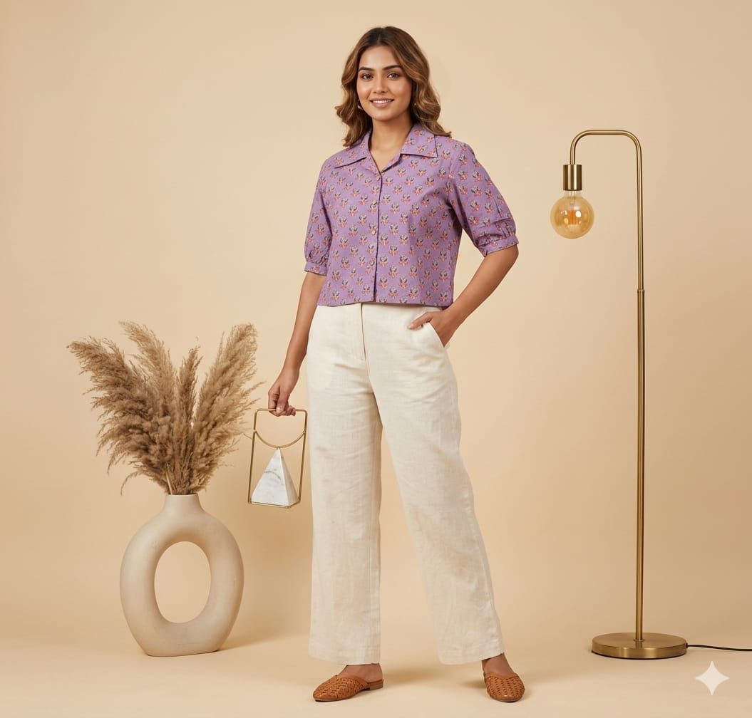 Naisha K 960 Cotton Printed Crop Shirt Tops Collection - Amrah Wholesale