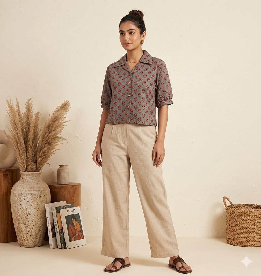 Naisha K 960 Cotton Printed Crop Shirt Tops Collection - Amrah Wholesale