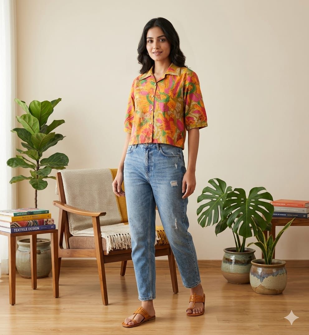 Naisha K 960 Cotton Printed Crop Shirt Tops Collection - Amrah Wholesale
