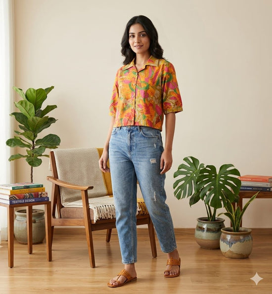 Naisha K 960 Cotton Printed Crop Shirt Tops Collection - Amrah Wholesale