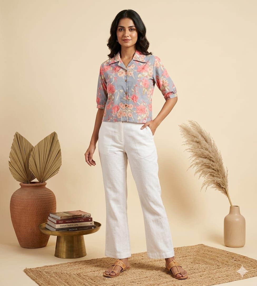 Naisha K 960 Cotton Printed Crop Shirt Tops Collection