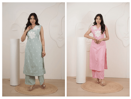 Naisha K 967 Cambric Cotton Kurti Pant Set - Amrah Wholesale