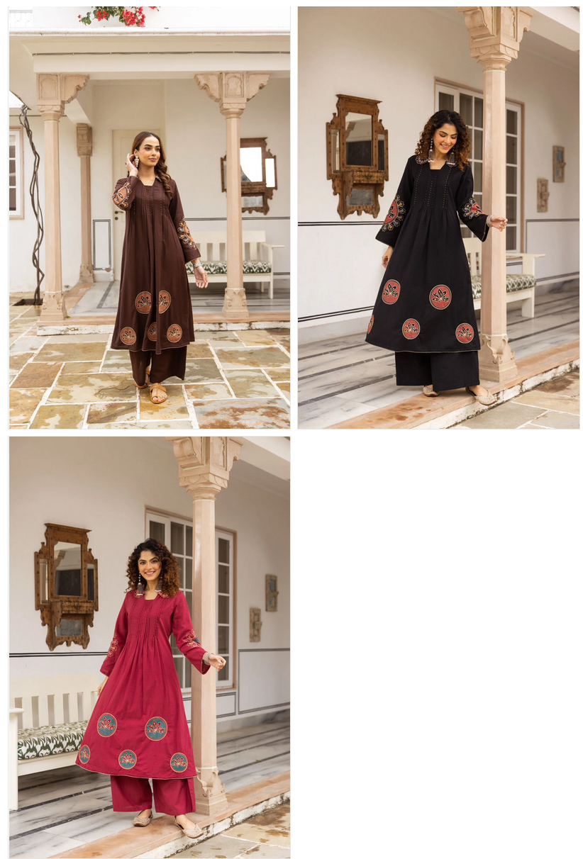 Amrah Wholesale Naisha K 981 Cotton Flex Embroidered Kurti Set