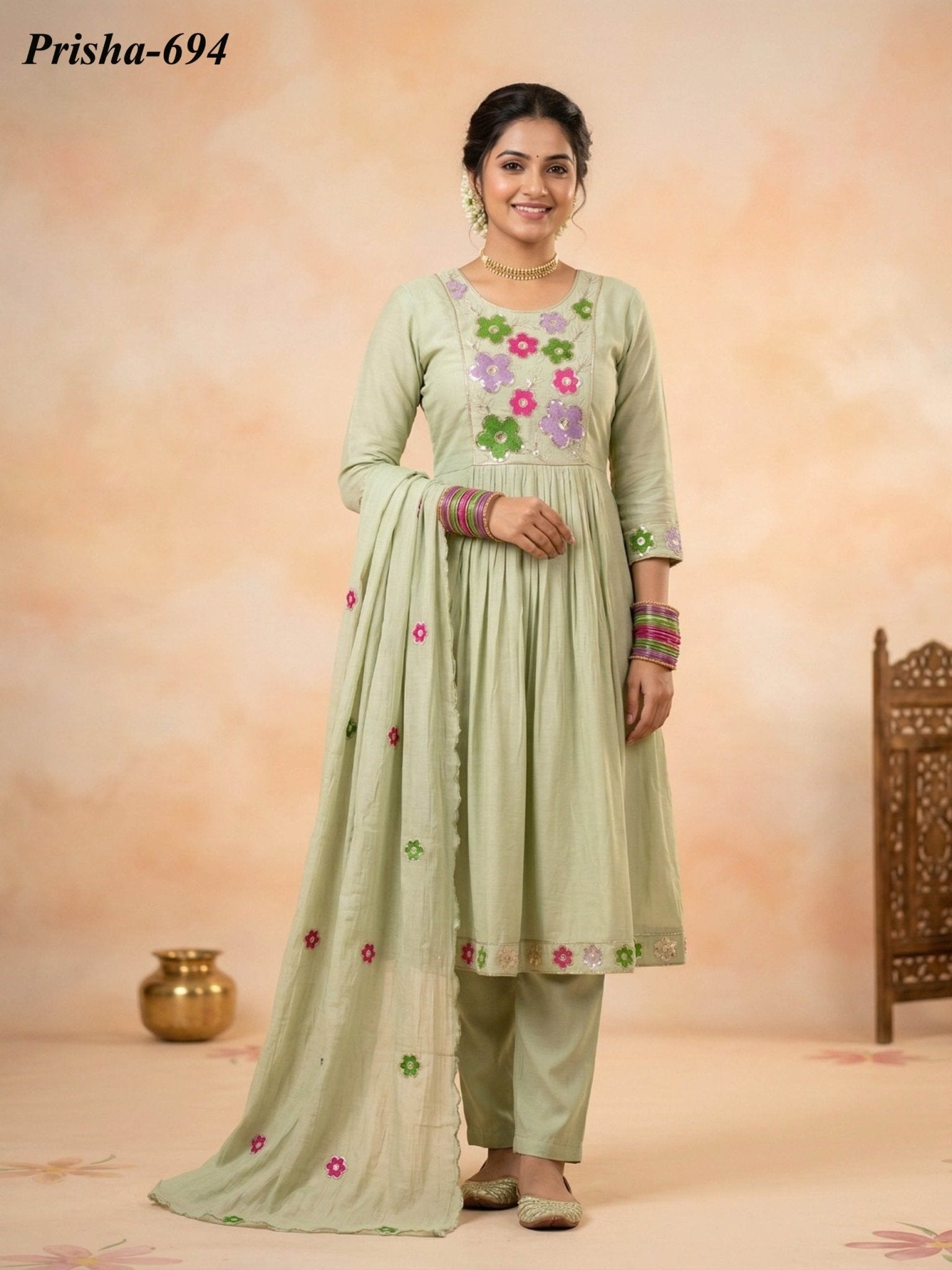 Naisha K 841 Kurti Pant Dupatta Set - Amrah Wholesale