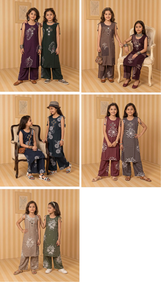 Naisha Kids 13 Rayon Manual Work Co Ord Set
