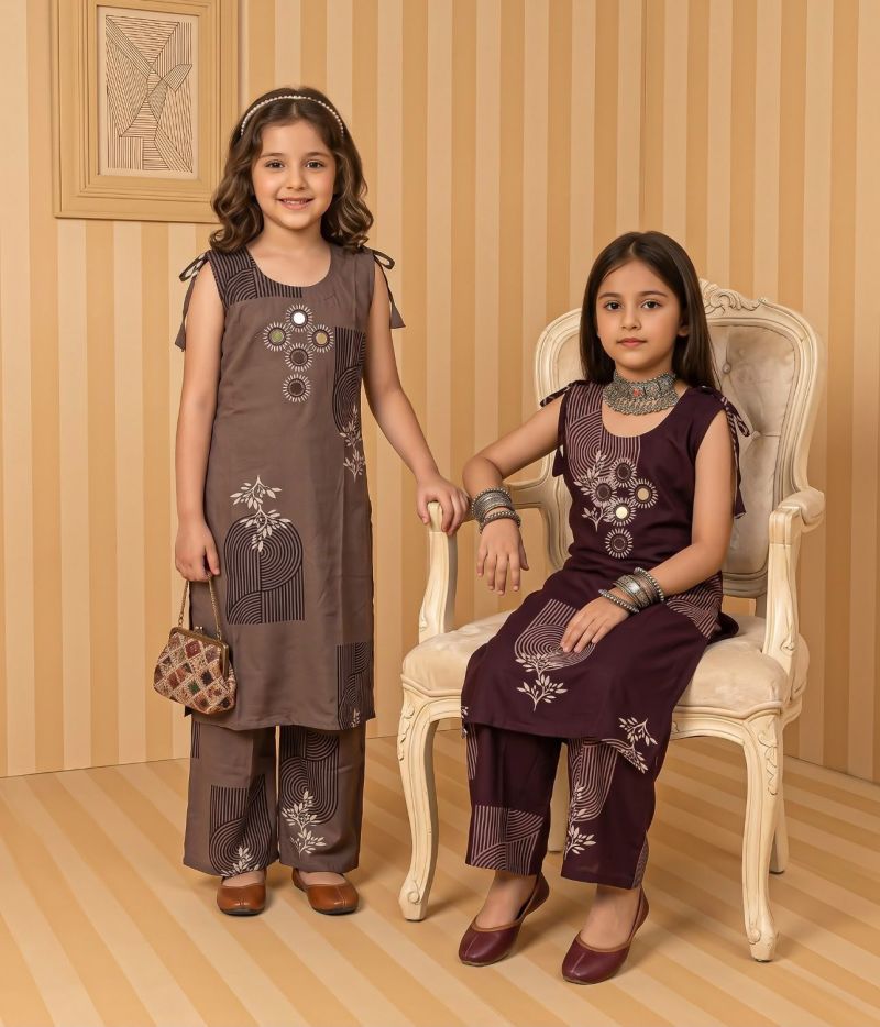 Naisha Kids 13 Rayon Manual Work Co Ord Set
