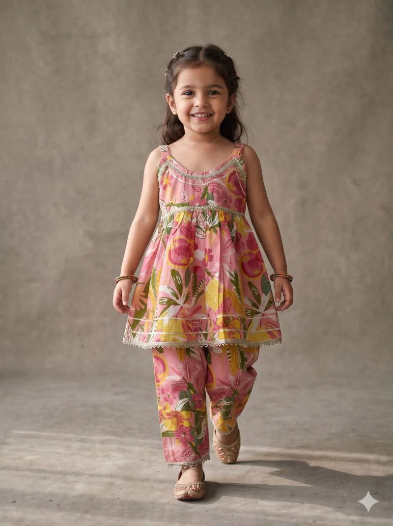 Amrah Wholesale Naisha Kids 16 Cotton Printed Fancy Top Bottom Set