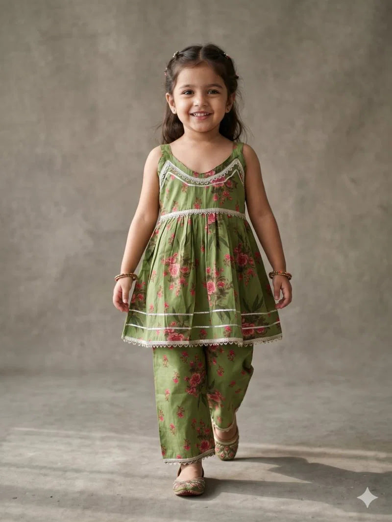 Amrah Wholesale Naisha Kids 16 Cotton Printed Fancy Top Bottom Set