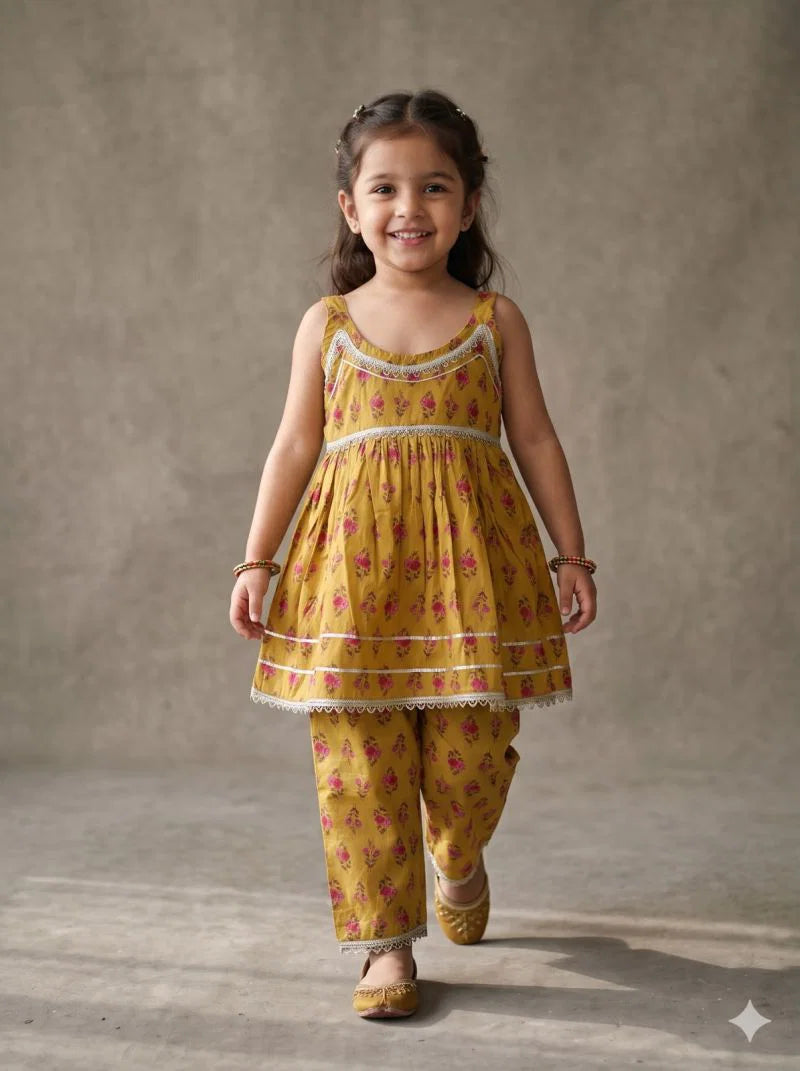 Amrah Wholesale Naisha Kids 16 Cotton Printed Fancy Top Bottom Set