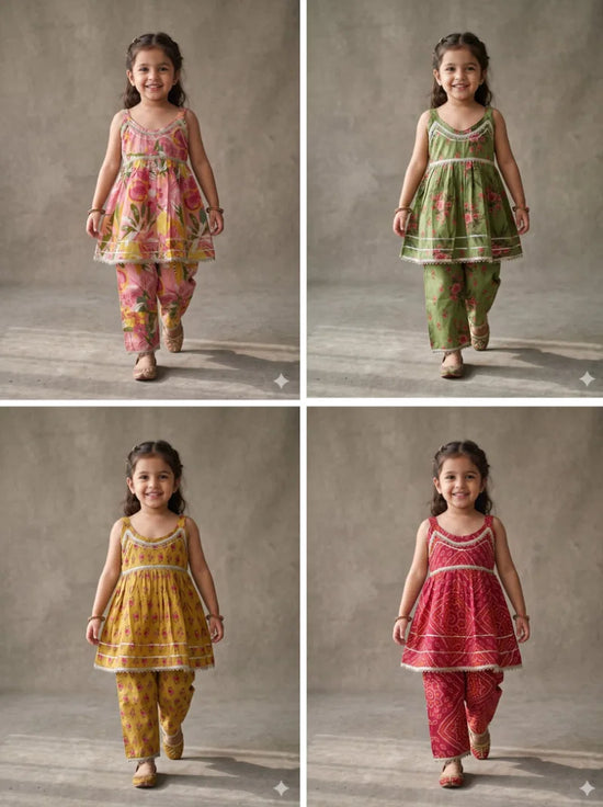 Amrah Wholesale Naisha Kids 16 Cotton Printed Fancy Top Bottom Set