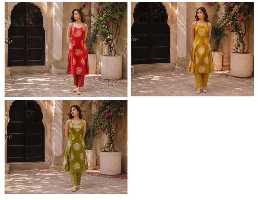 Naisha Spaghetti Style Premium Cotton Kurti Pant Set