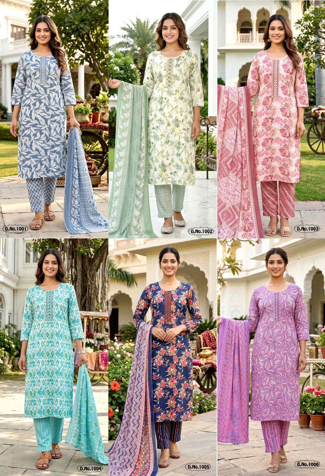 Navkar Riddhi Foil Print Embroidered Kurti Pant Dupatta Set - Amrah Wholesale