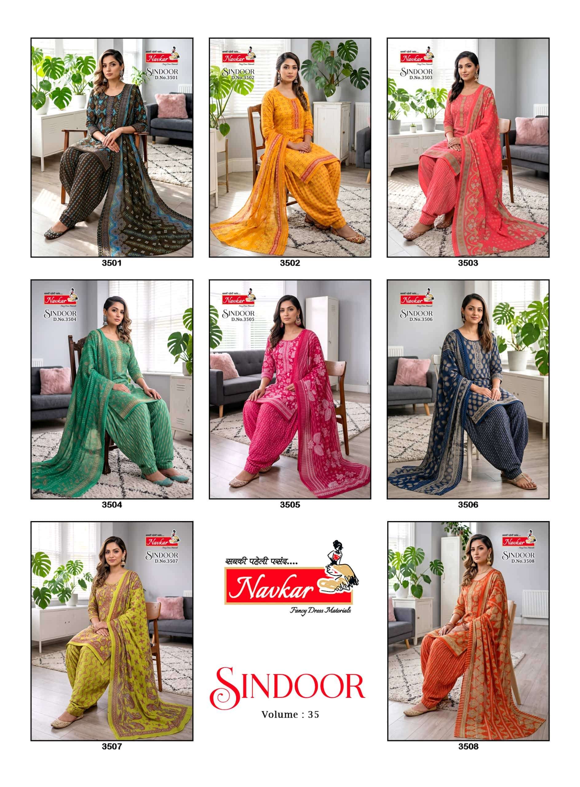 Navkar Sindoor Vol 35 Readymade Cotton Patiyala Suit Set